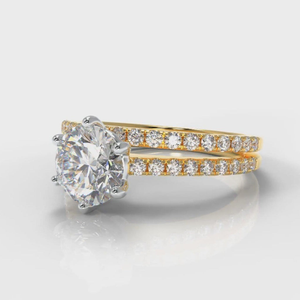 Star Petite Micropavé Round Brilliant Cut Diamond Bridal Set - Yellow Gold