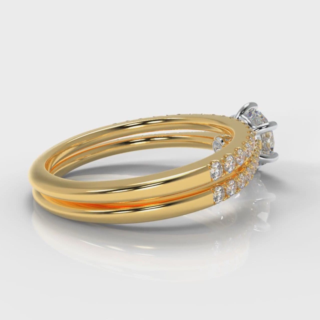 Star Petite Micropavé Round Brilliant Cut Diamond Bridal Set - Yellow Gold