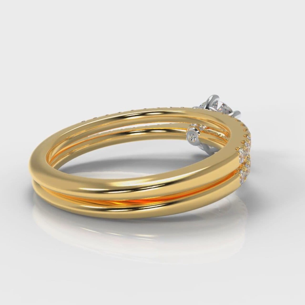 Star Petite Micropavé Round Brilliant Cut Diamond Bridal Set - Yellow Gold