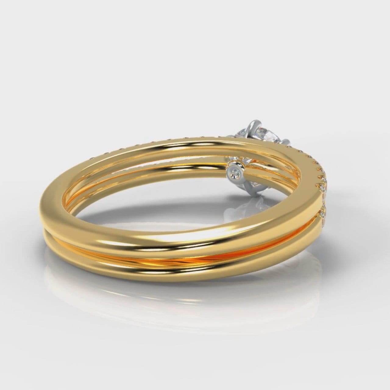 Star Petite Micropavé Round Brilliant Cut Diamond Bridal Set - Yellow Gold