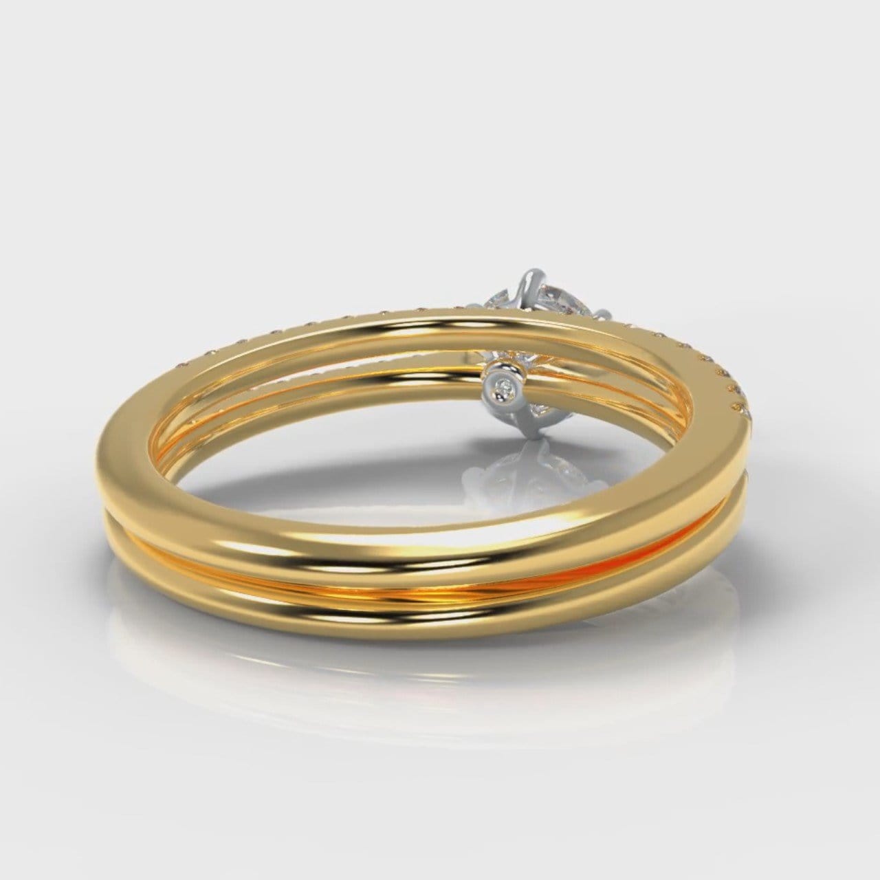 Star Petite Micropavé Round Brilliant Cut Diamond Bridal Set - Yellow Gold