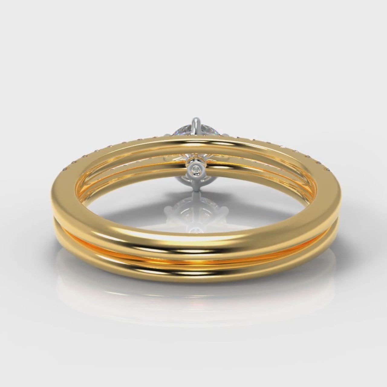 Star Petite Micropavé Round Brilliant Cut Diamond Bridal Set - Yellow Gold