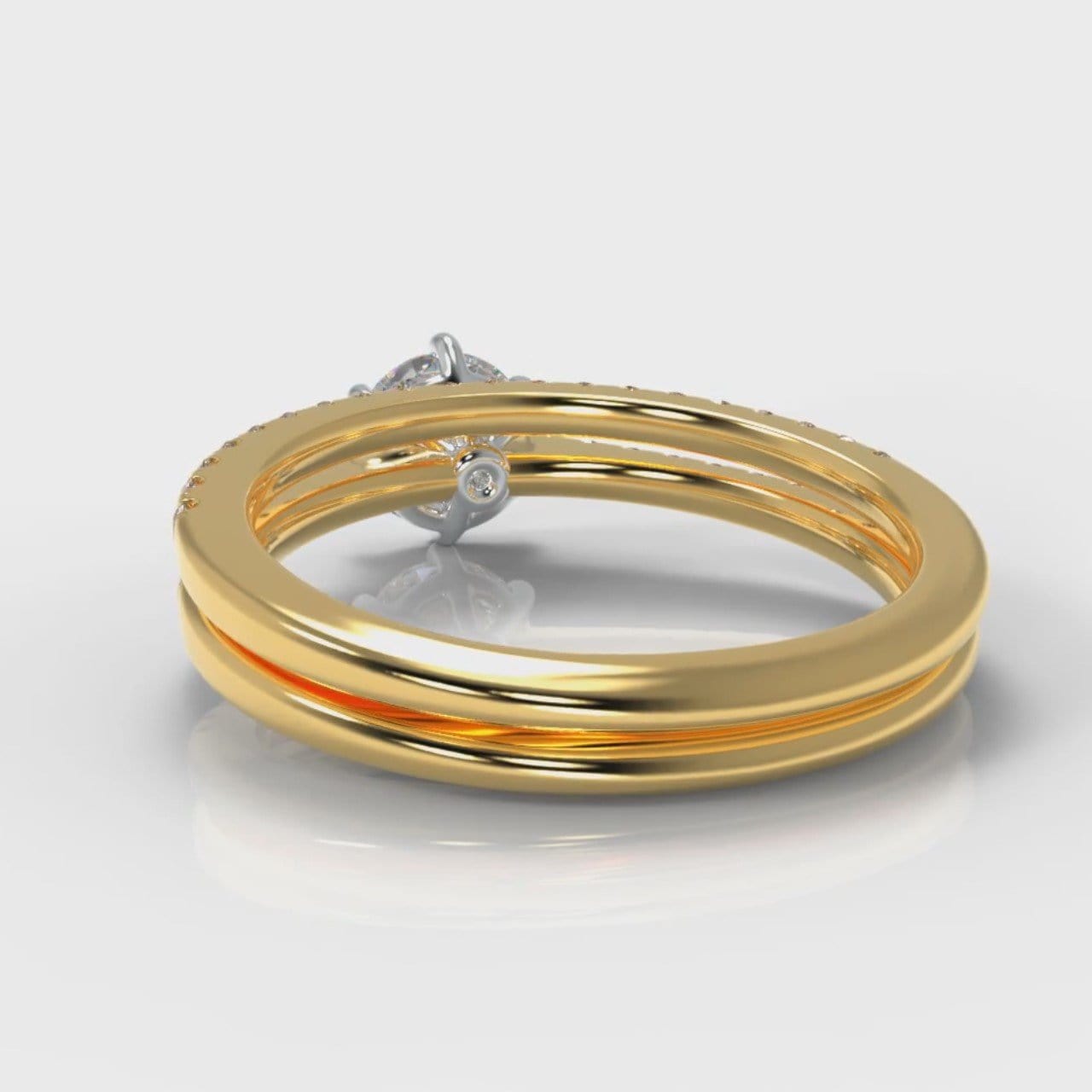 Star Petite Micropavé Round Brilliant Cut Diamond Bridal Set - Yellow Gold
