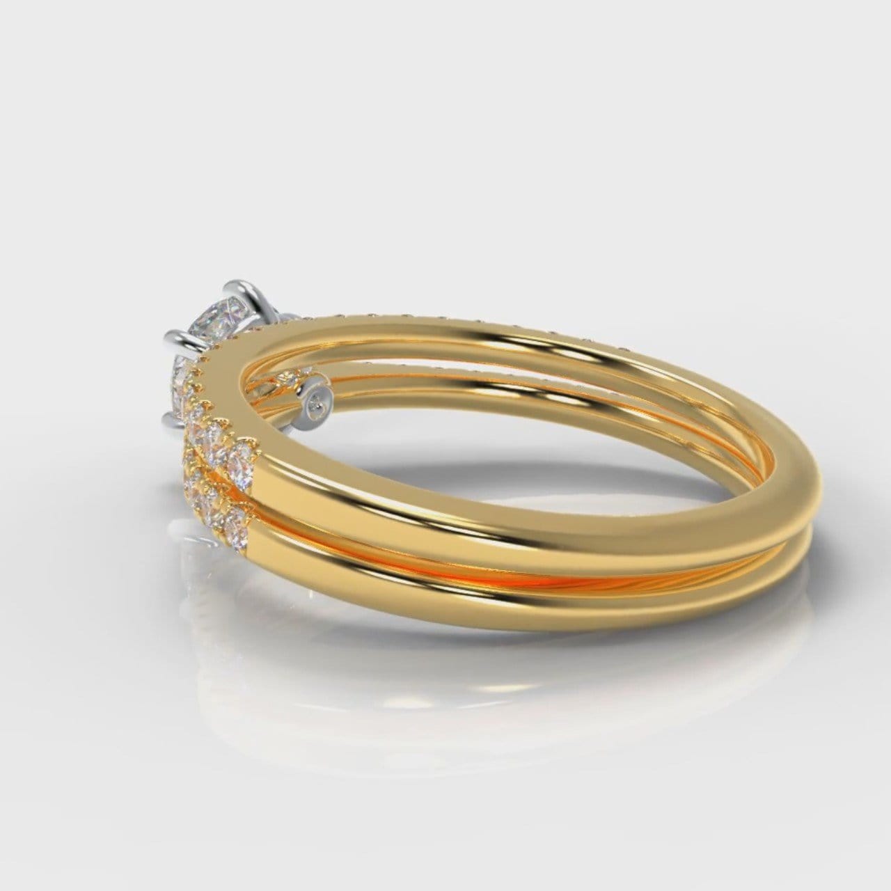 Star Petite Micropavé Round Brilliant Cut Diamond Bridal Set - Yellow Gold