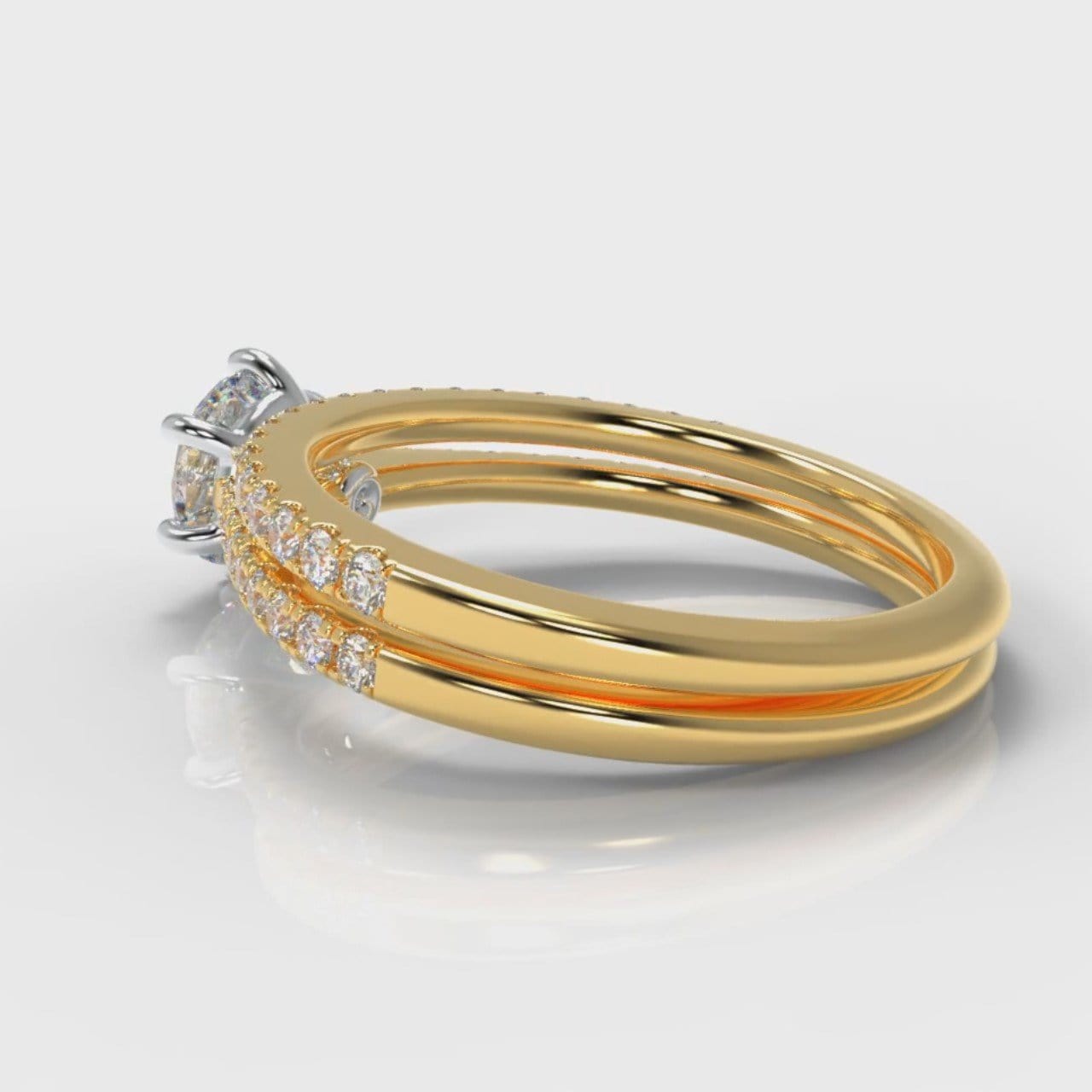 Star Petite Micropavé Round Brilliant Cut Diamond Bridal Set - Yellow Gold