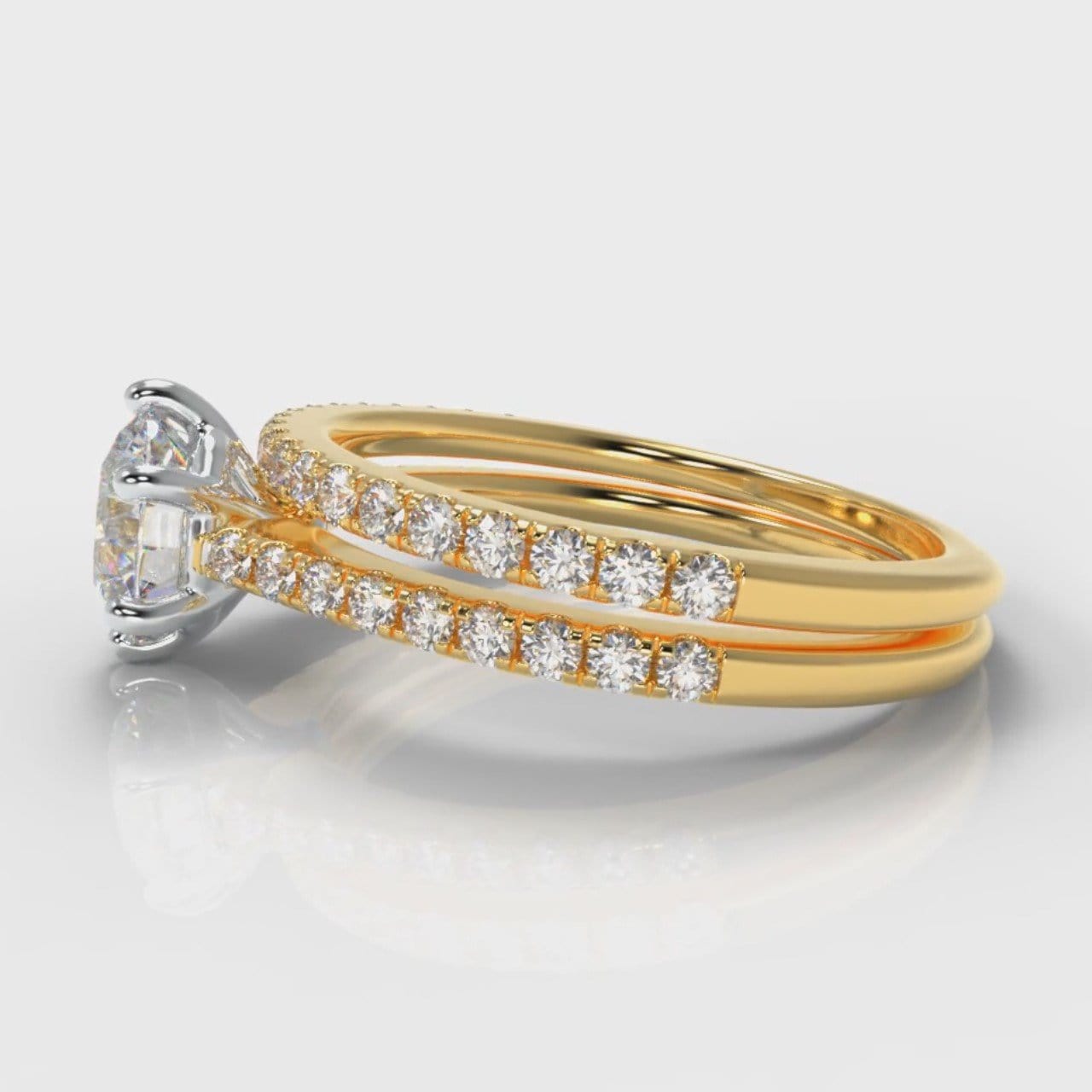 Star Petite Micropavé Round Brilliant Cut Diamond Bridal Set - Yellow Gold