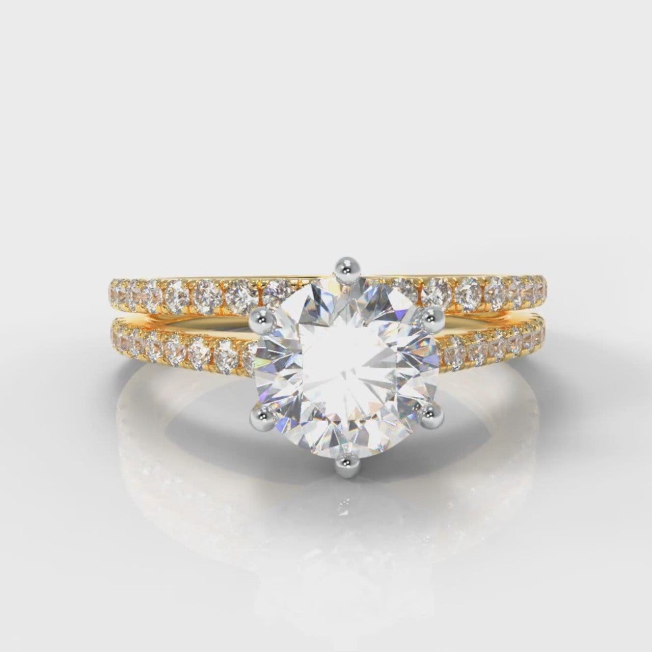 Star Petite Micropavé Round Brilliant Cut Diamond Bridal Set - Yellow Gold