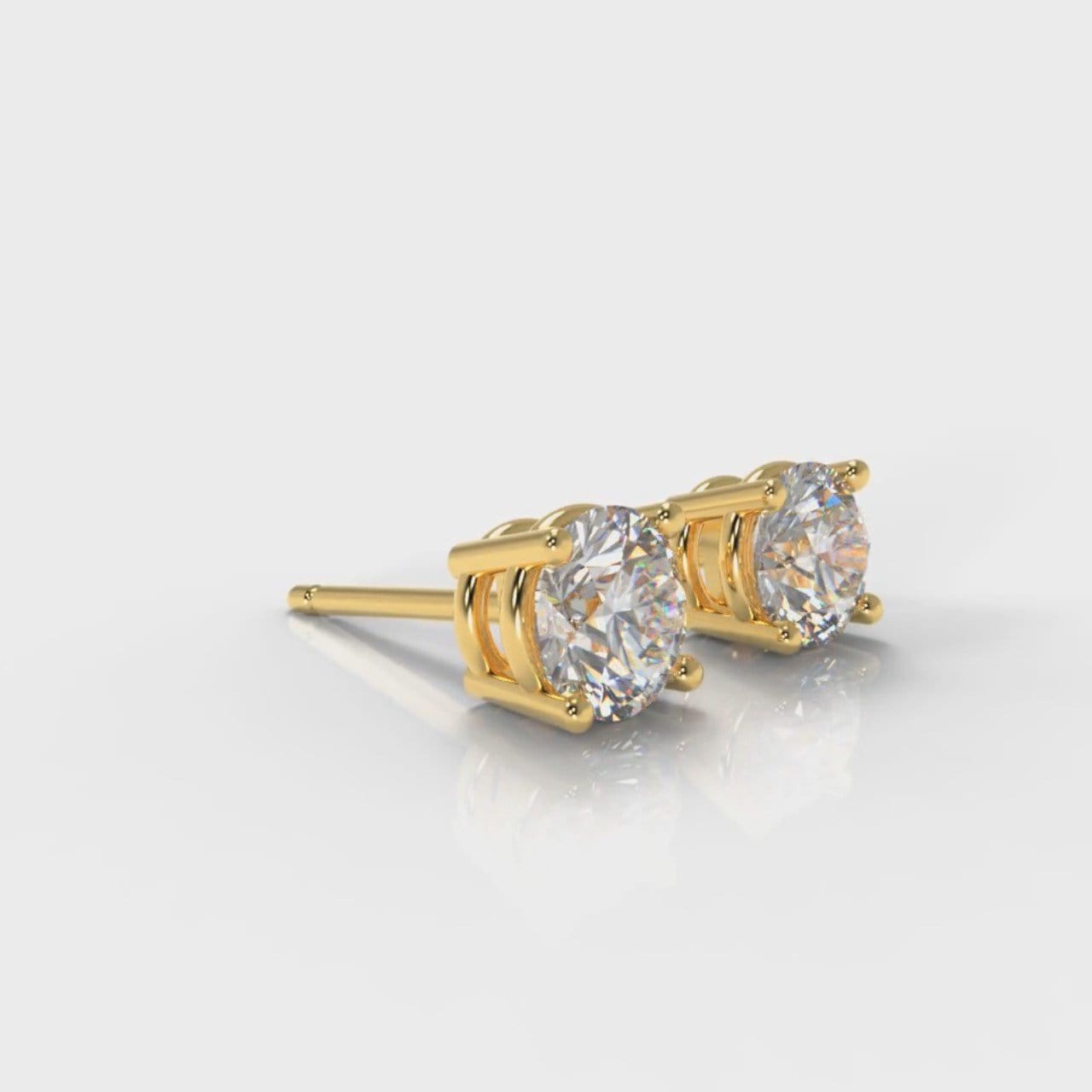 Four Claw Diamond Stud Earrings (GIA Certified) - Yellow Gold