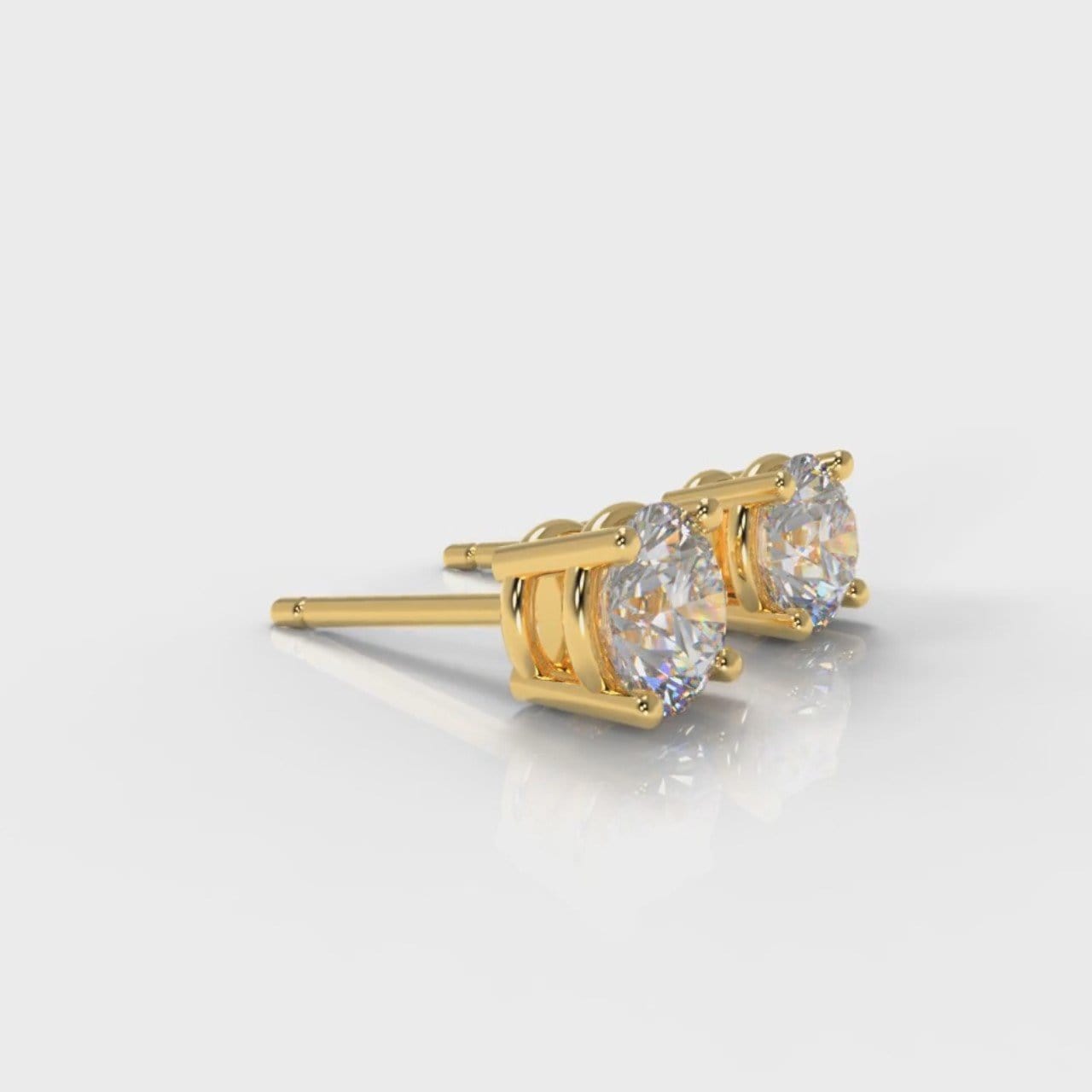 Four Claw Diamond Stud Earrings (GIA Certified) - Yellow Gold