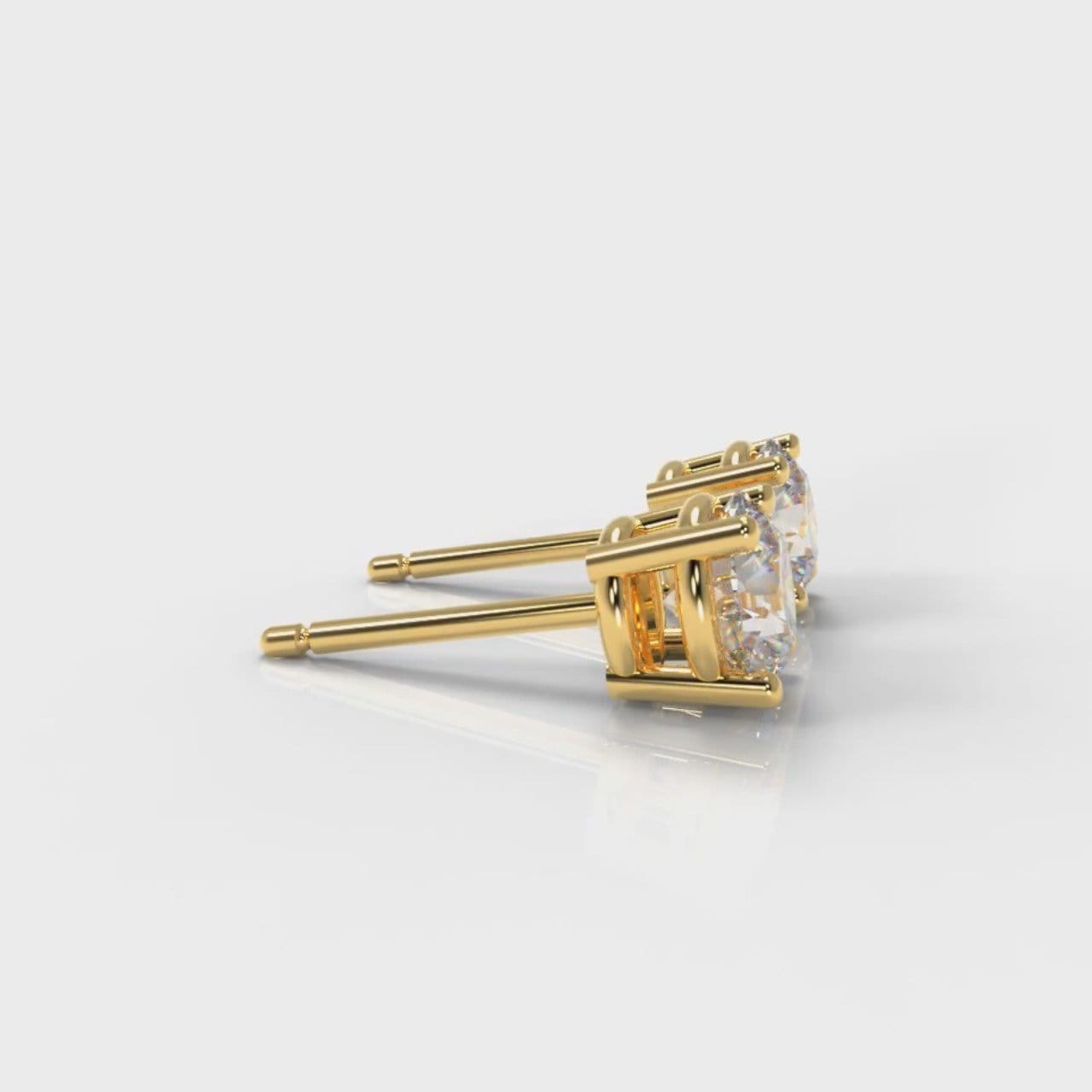 Four Claw Diamond Stud Earrings (GIA Certified) - Yellow Gold