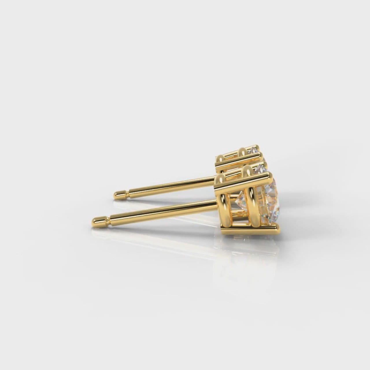 Four Claw Diamond Stud Earrings (GIA Certified) - Yellow Gold