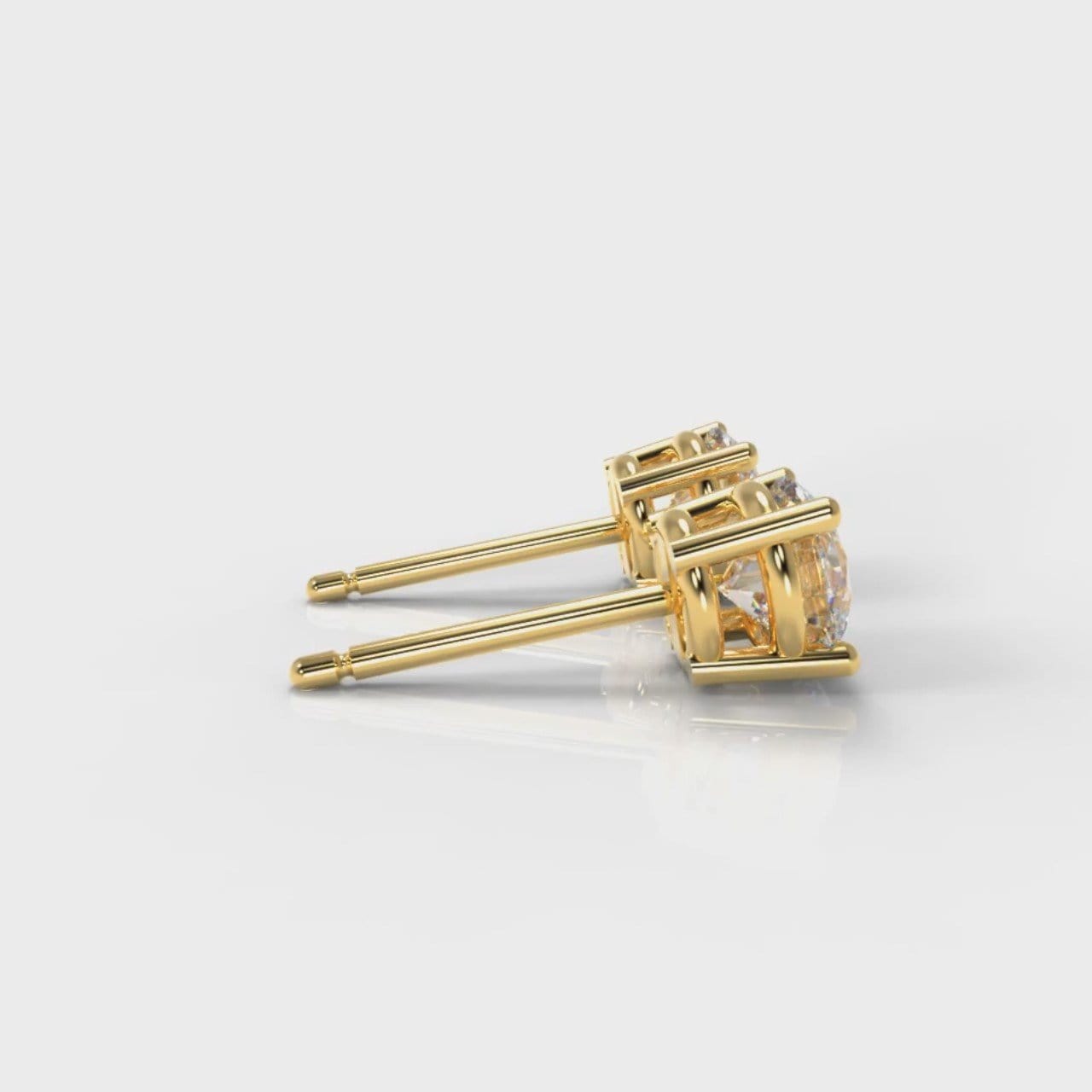 Four Claw Diamond Stud Earrings (GIA Certified) - Yellow Gold