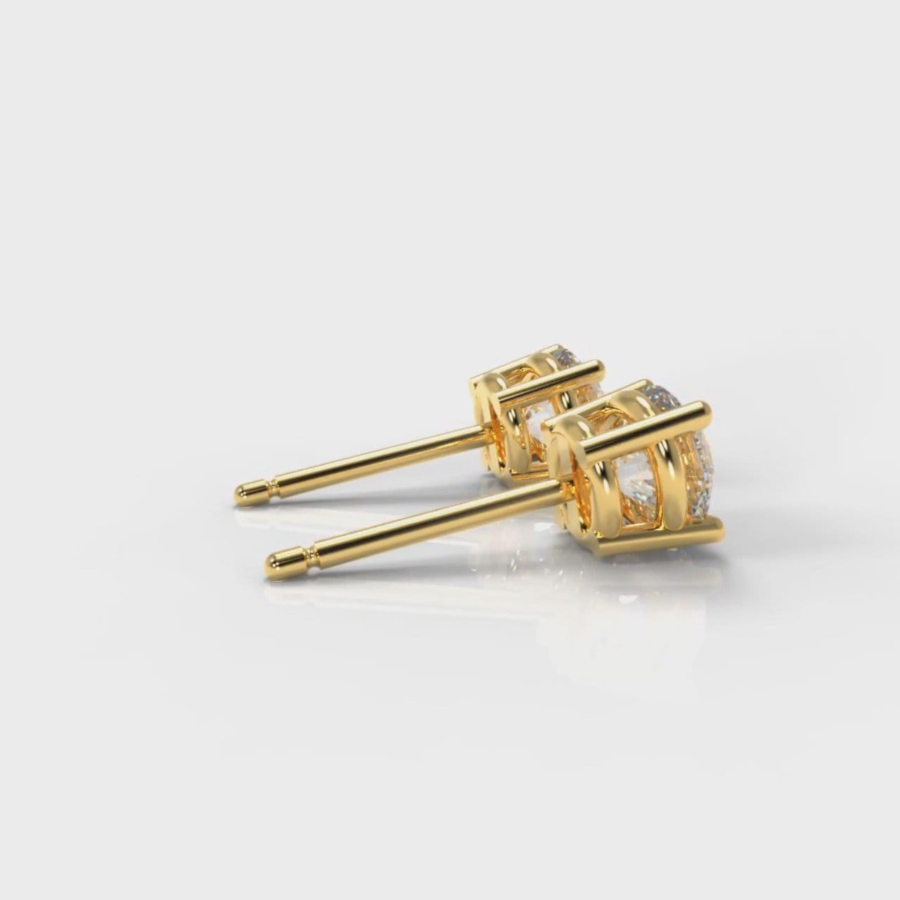 Four Claw Diamond Stud Earrings (GIA Certified) - Yellow Gold