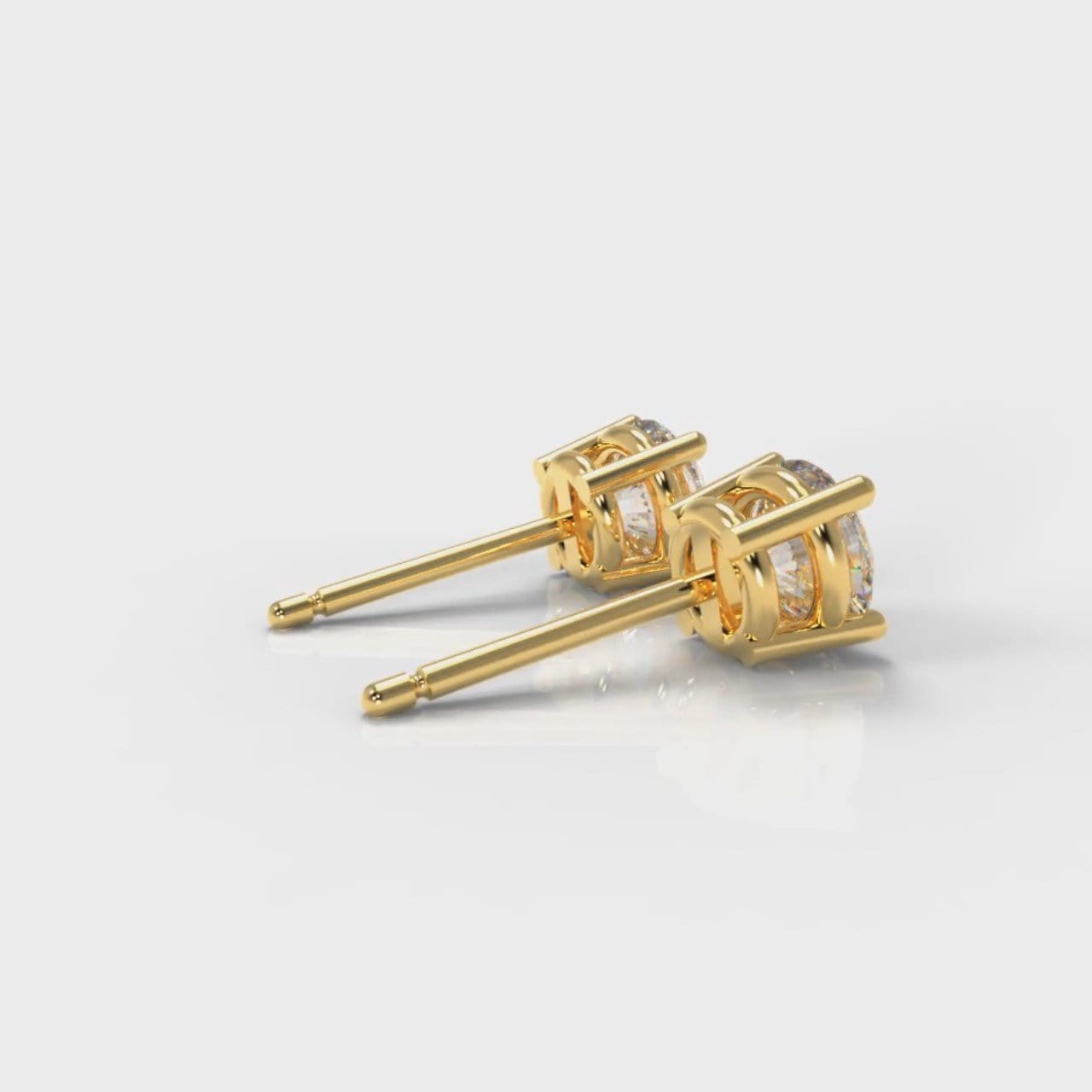 Four Claw Diamond Stud Earrings (GIA Certified) - Yellow Gold