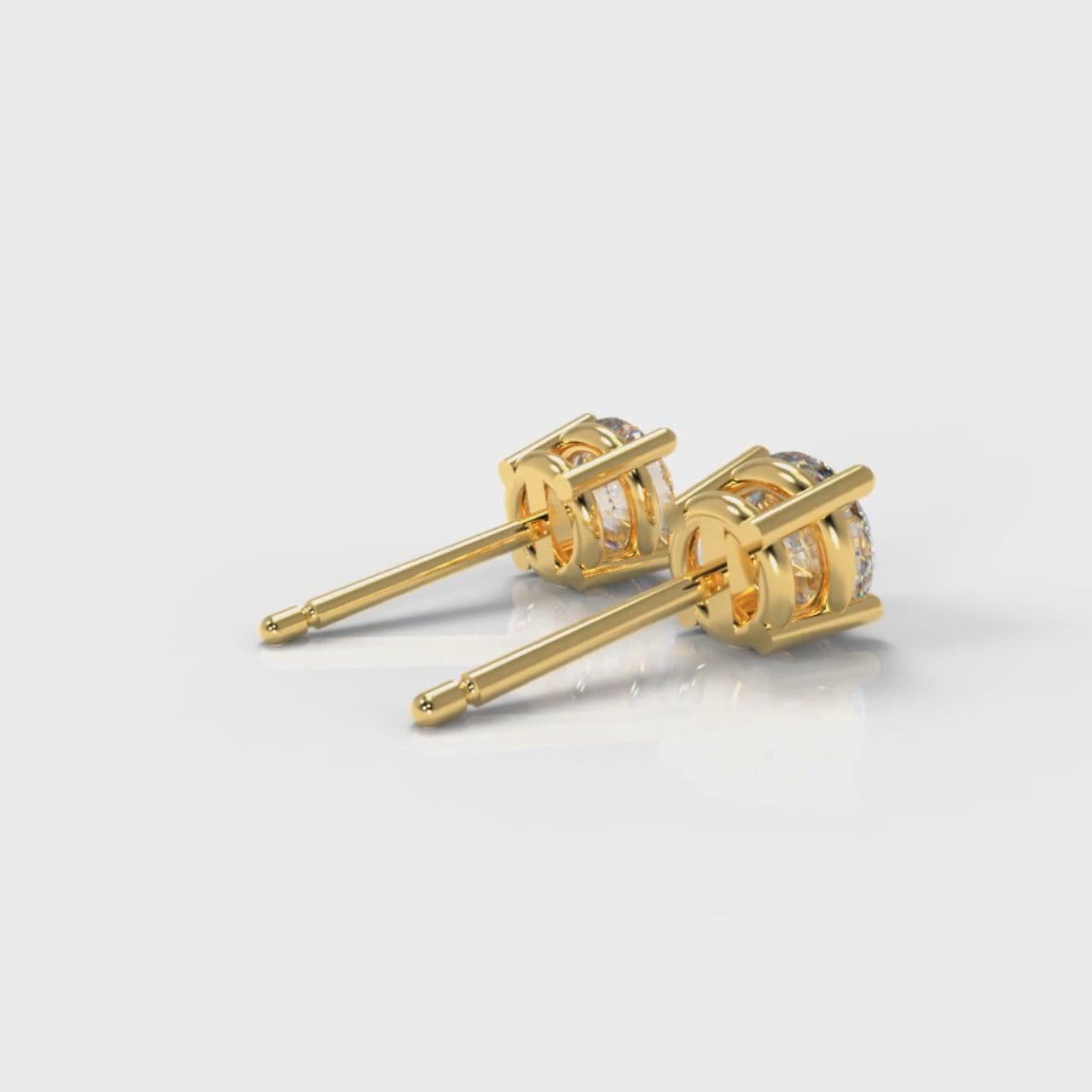 Four Claw Diamond Stud Earrings (GIA Certified) - Yellow Gold