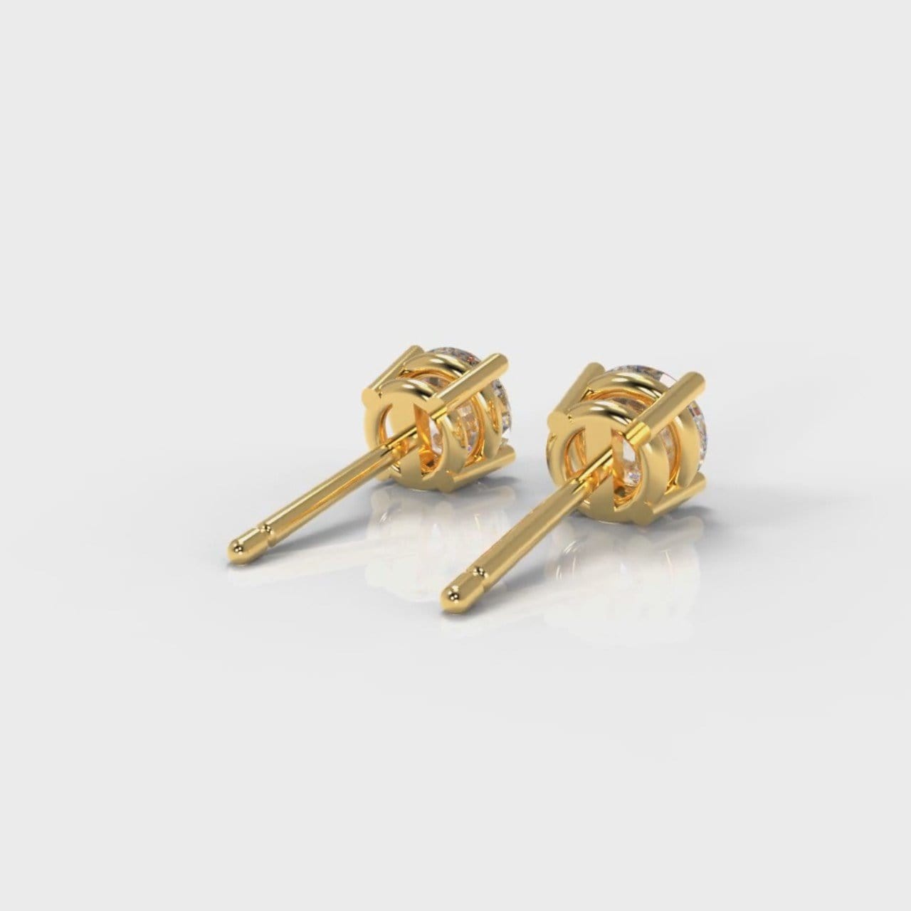 Four Claw Diamond Stud Earrings (GIA Certified) - Yellow Gold