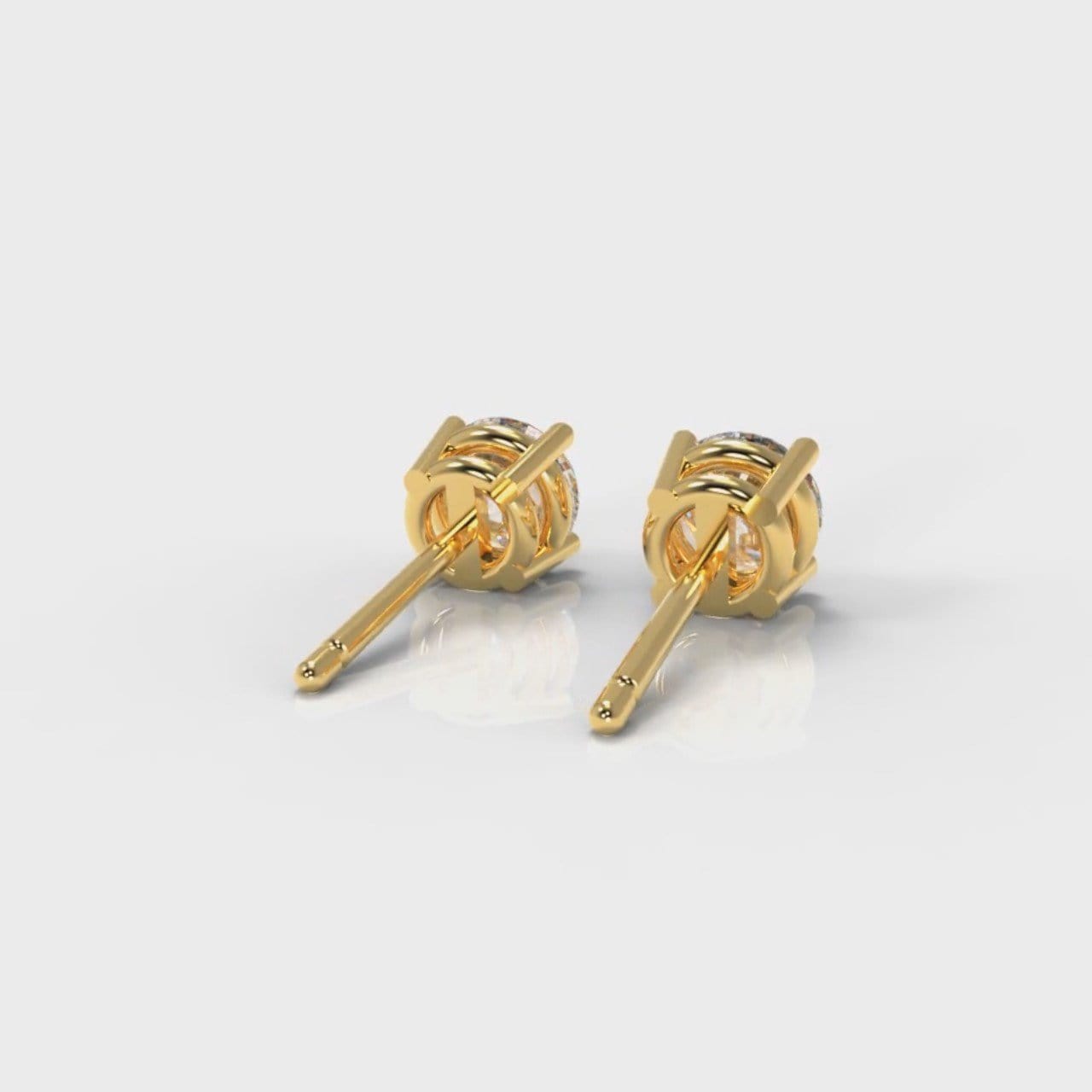 Four Claw Diamond Stud Earrings (GIA Certified) - Yellow Gold