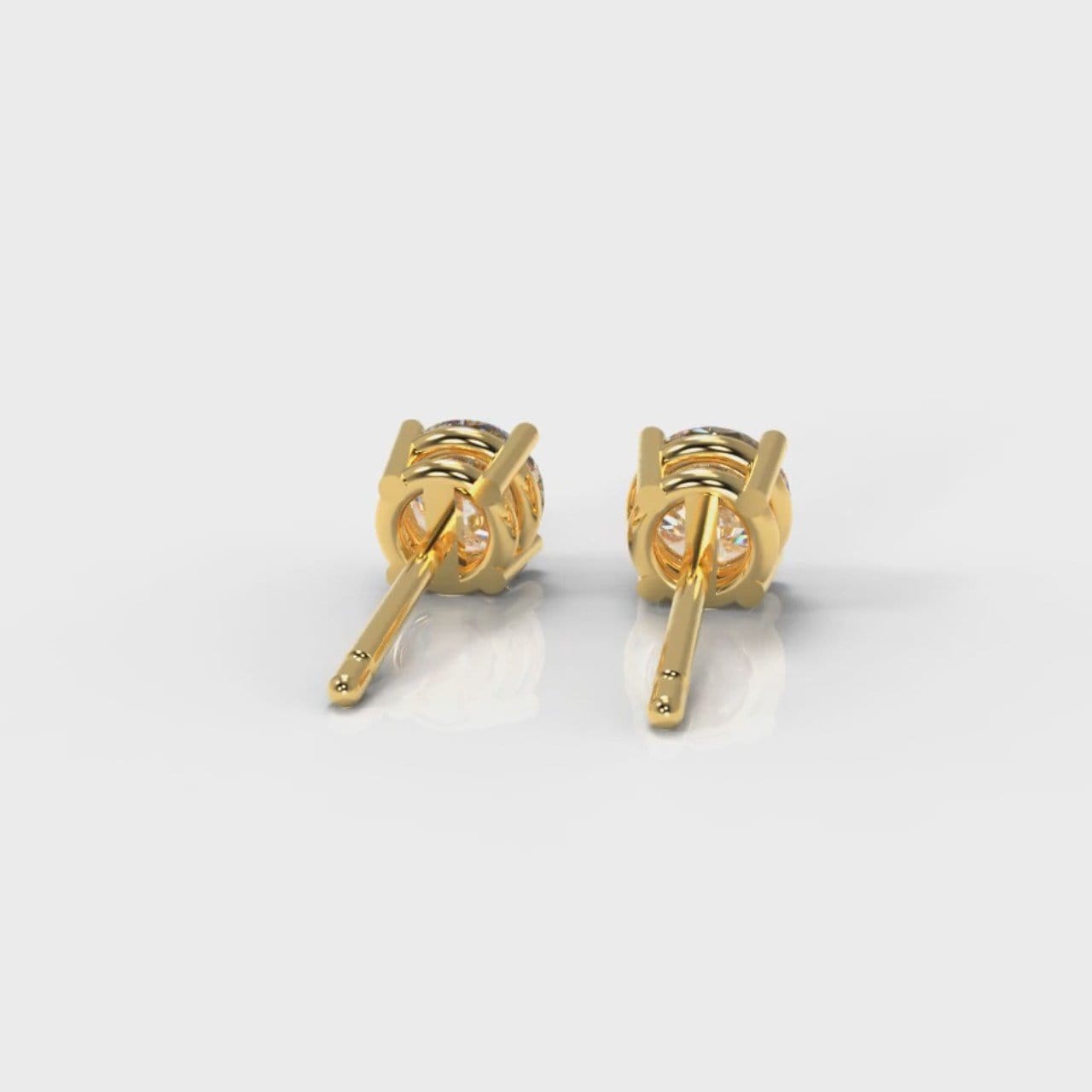 Four Claw Diamond Stud Earrings (GIA Certified) - Yellow Gold