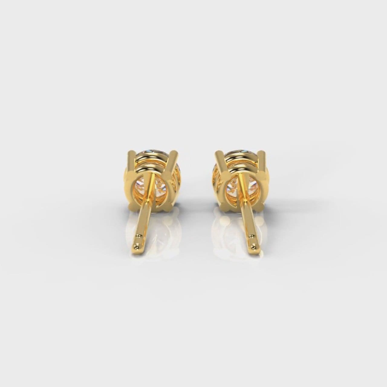 Four Claw Diamond Stud Earrings (GIA Certified) - Yellow Gold