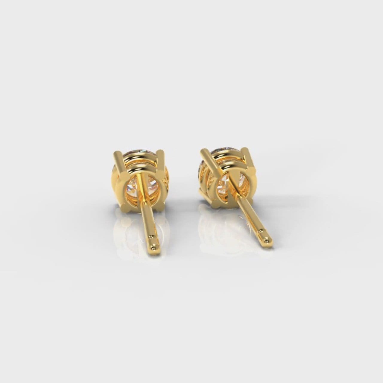 Four Claw Diamond Stud Earrings (GIA Certified) - Yellow Gold