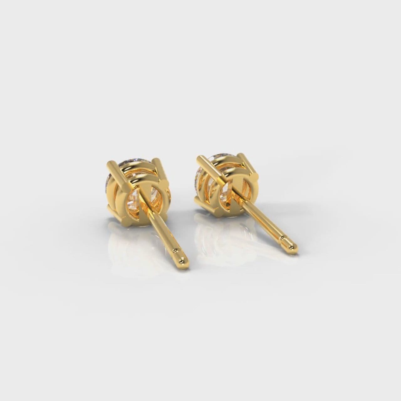 Four Claw Diamond Stud Earrings (GIA Certified) - Yellow Gold