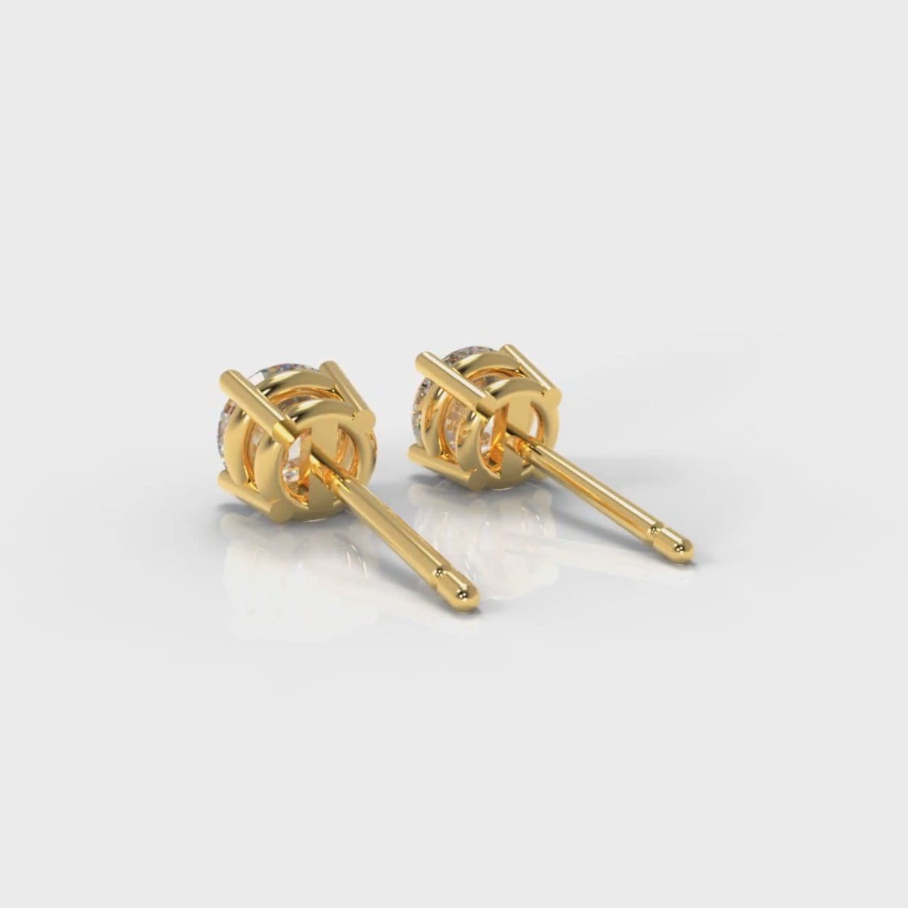 Four Claw Diamond Stud Earrings (GIA Certified) - Yellow Gold