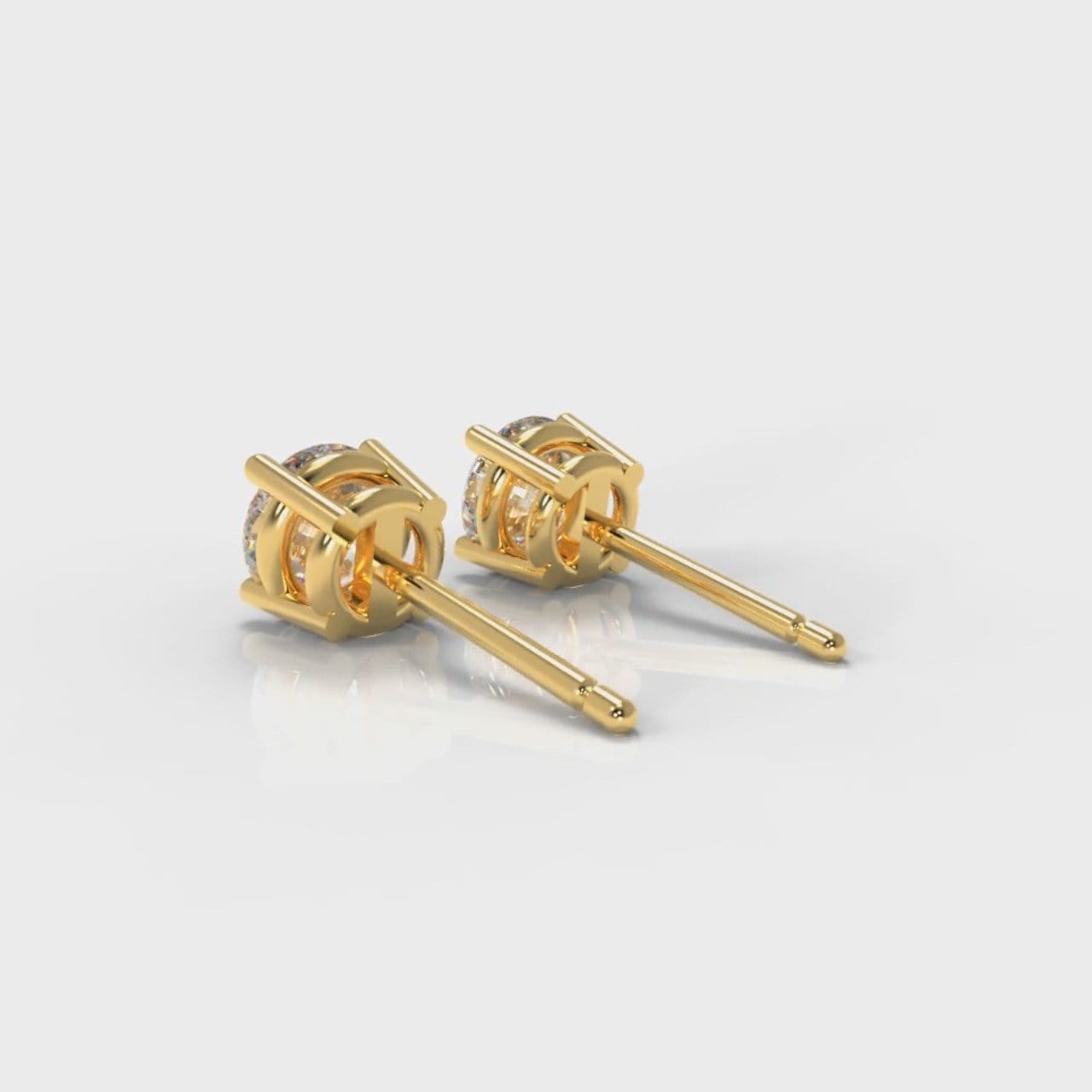 Four Claw Diamond Stud Earrings (GIA Certified) - Yellow Gold