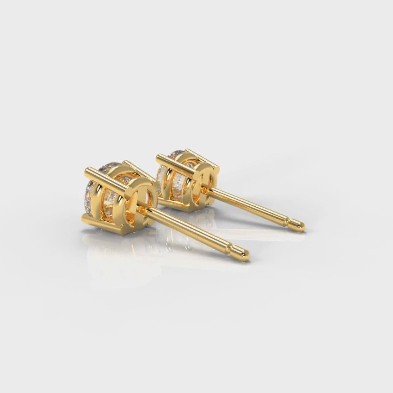 Four Claw Diamond Stud Earrings (GIA Certified) - Yellow Gold