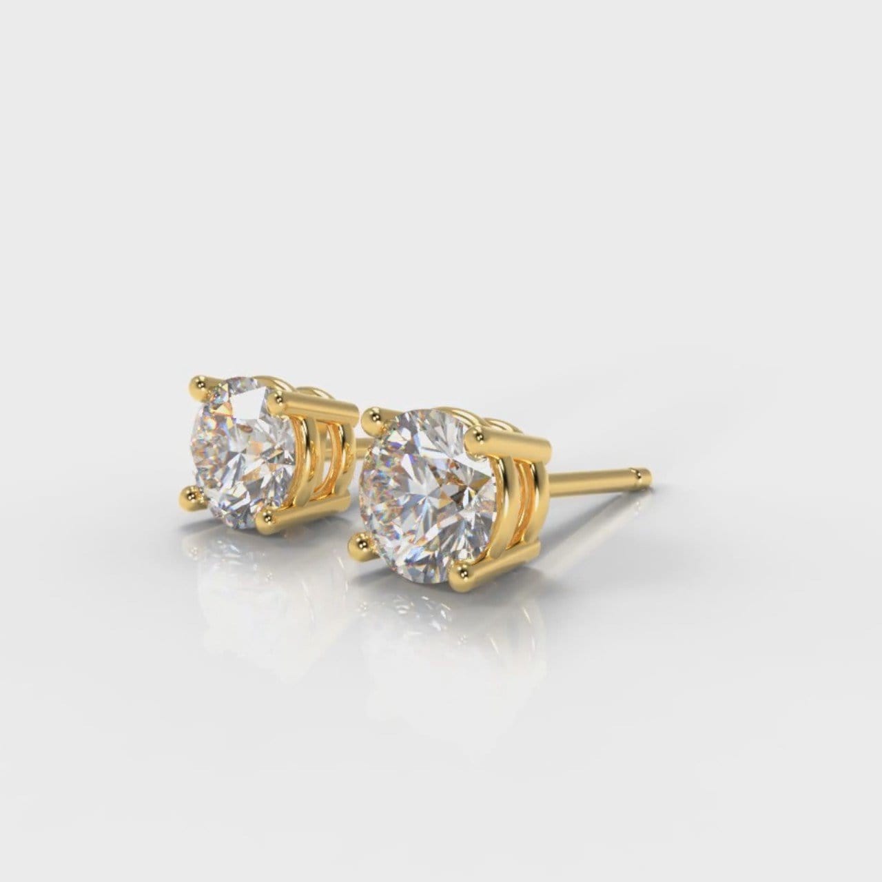 Four Claw Diamond Stud Earrings (GIA Certified) - Yellow Gold