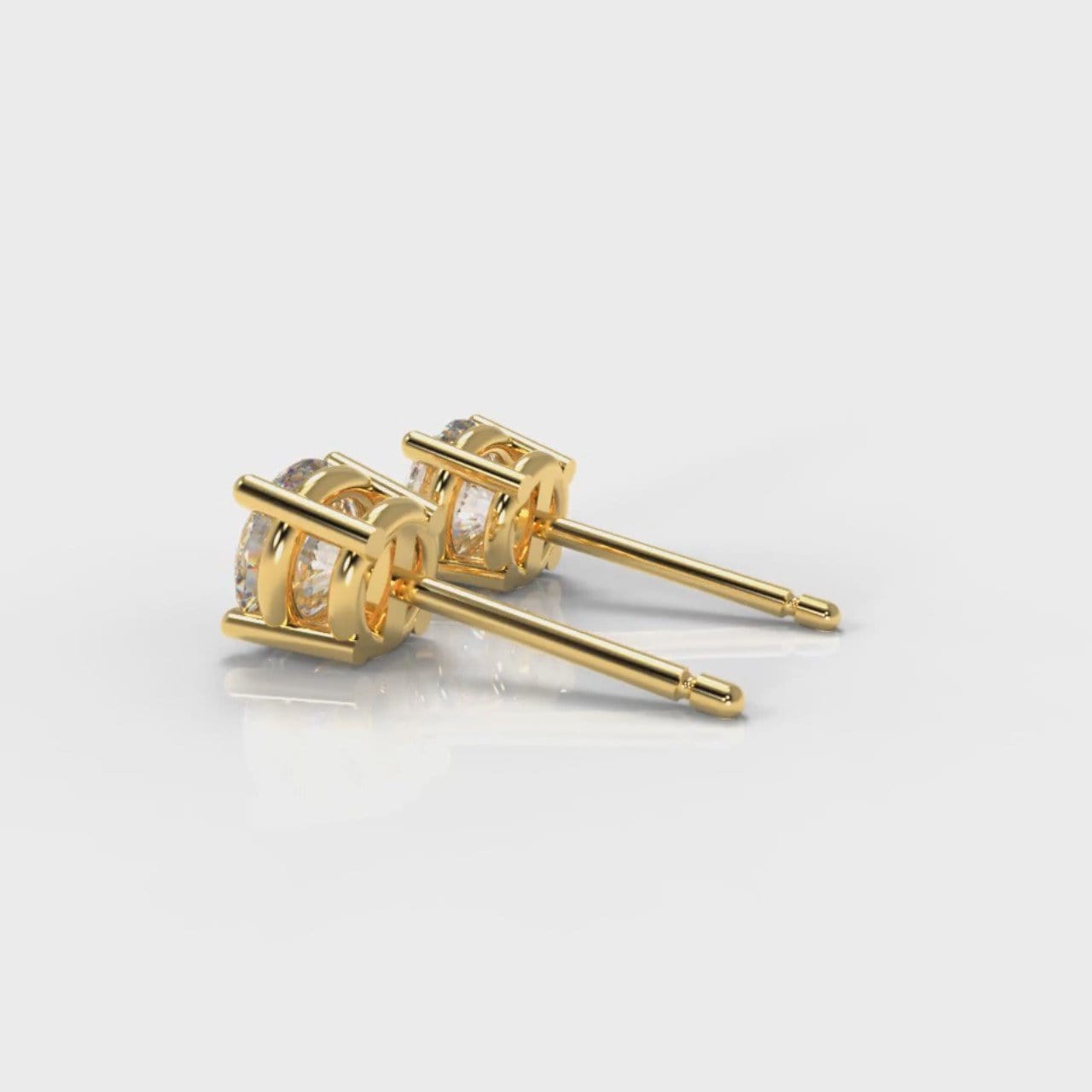 Four Claw Diamond Stud Earrings (GIA Certified) - Yellow Gold