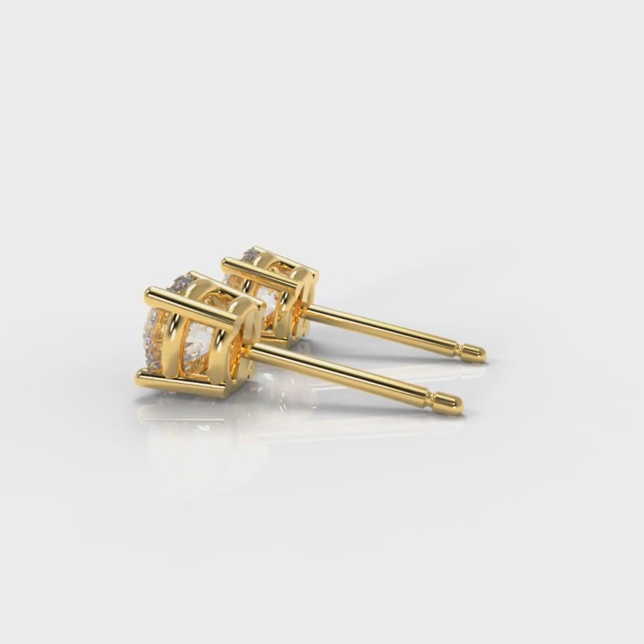 Four Claw Diamond Stud Earrings (GIA Certified) - Yellow Gold