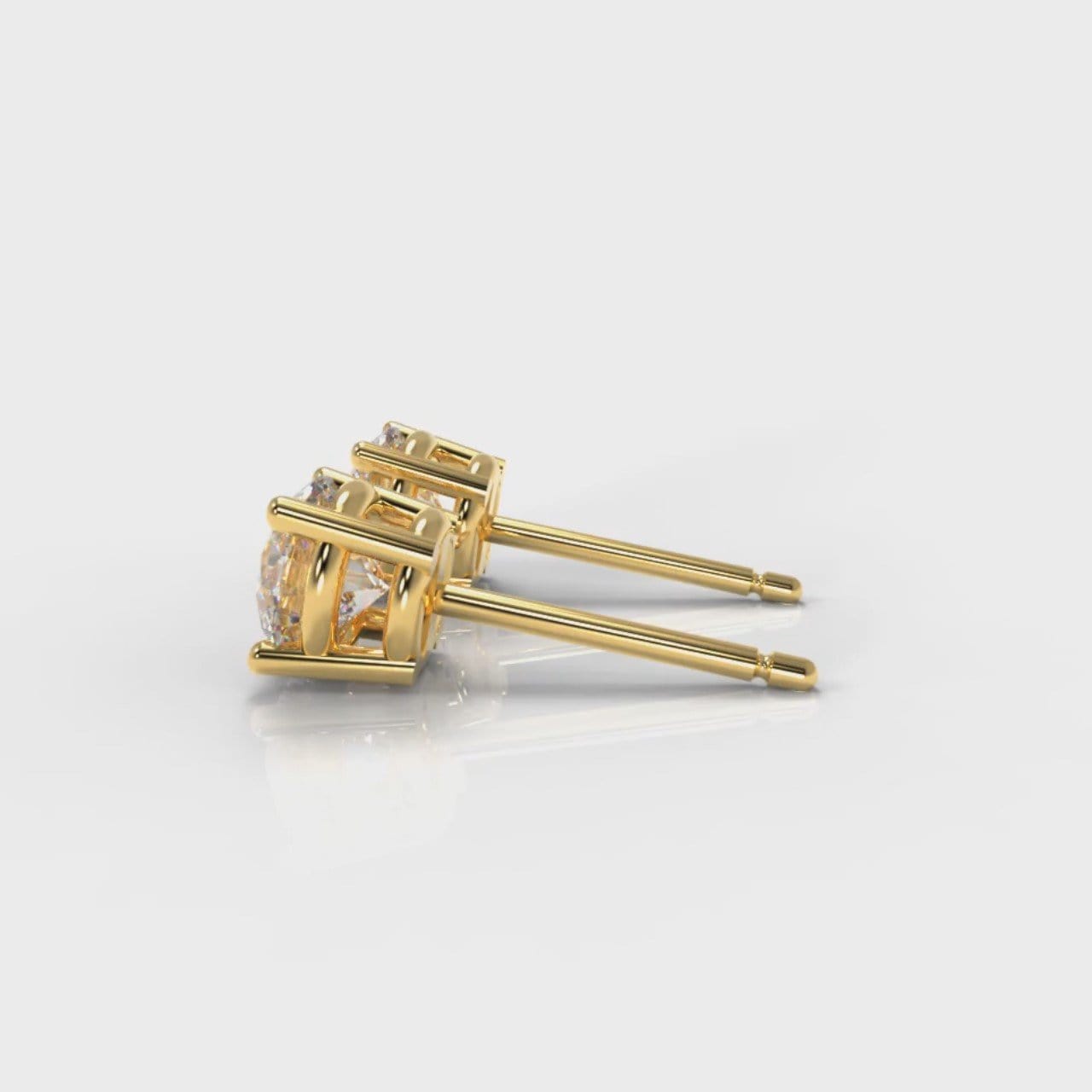 Four Claw Diamond Stud Earrings (GIA Certified) - Yellow Gold