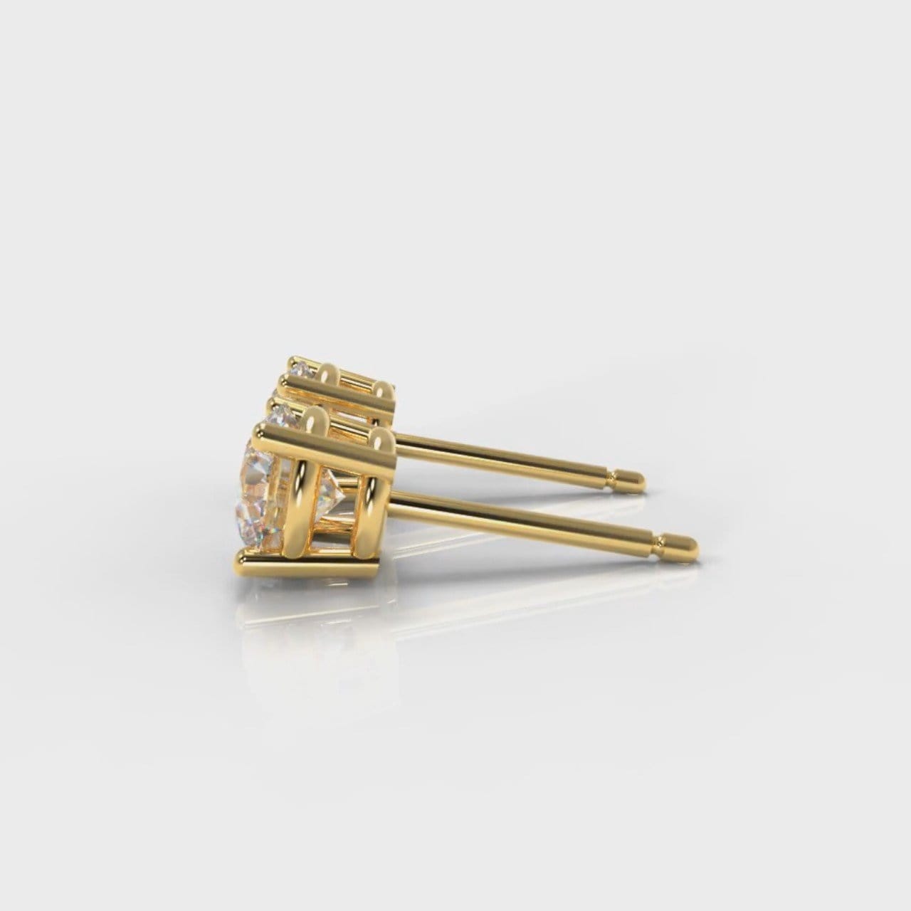Four Claw Diamond Stud Earrings (GIA Certified) - Yellow Gold