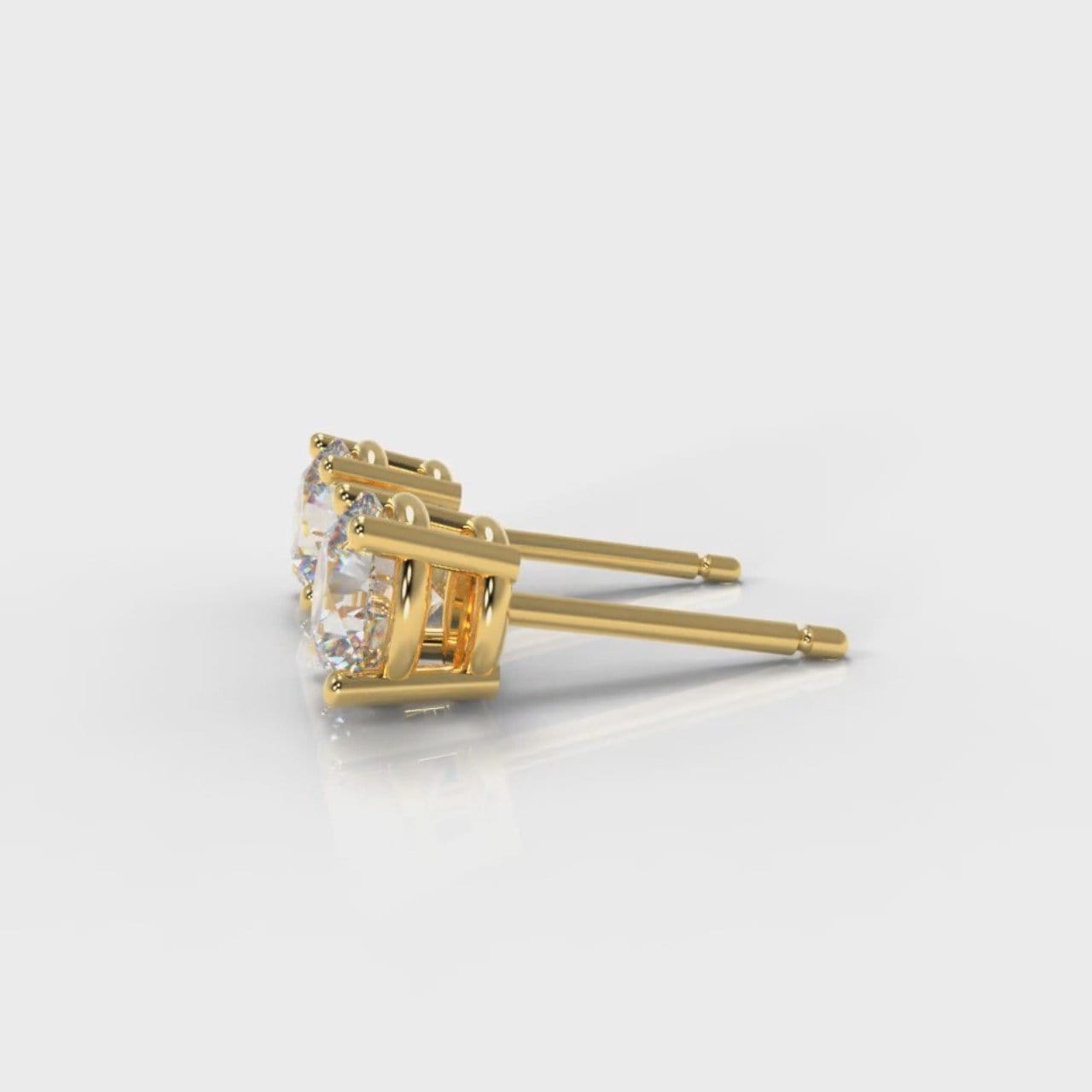 Four Claw Diamond Stud Earrings (GIA Certified) - Yellow Gold