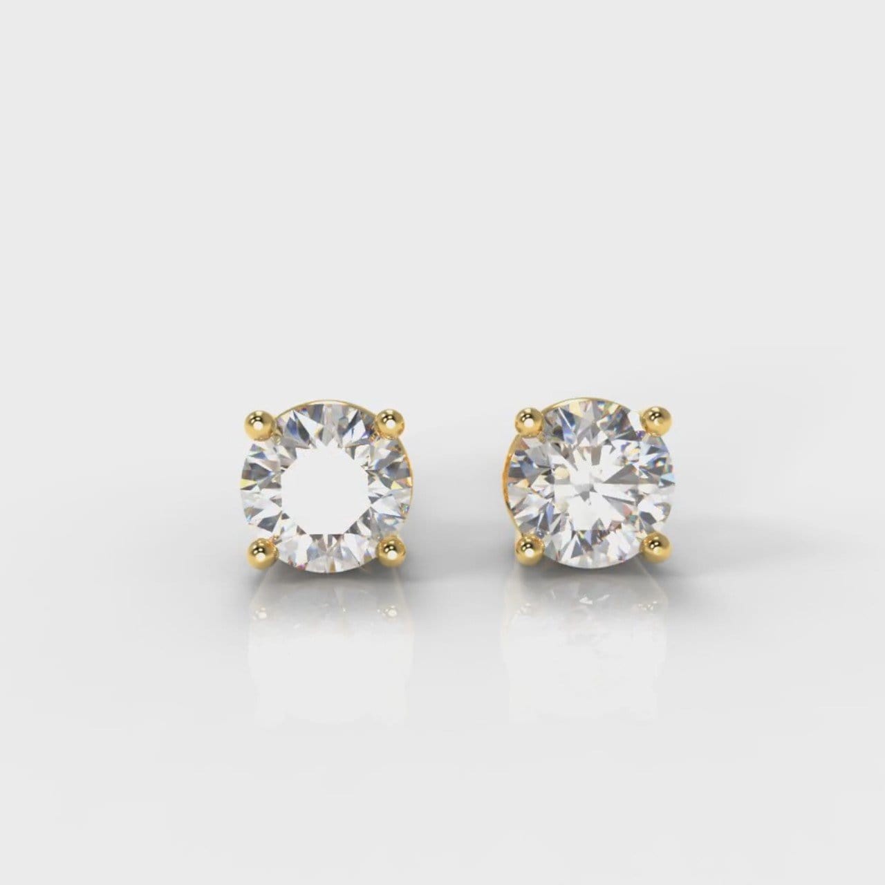 Four Claw Diamond Stud Earrings (GIA Certified) - Yellow Gold