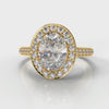 Pavé Oval Diamond Halo Engagement Ring - Yellow Gold