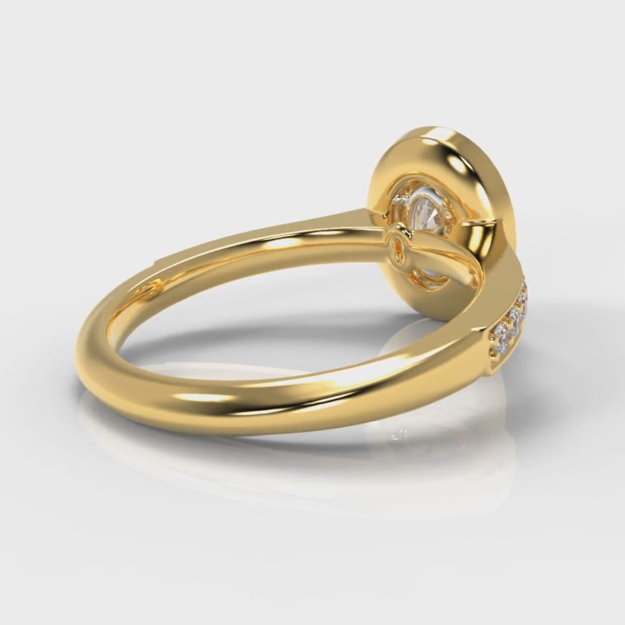 Pavé Oval Diamond Halo Engagement Ring - Yellow Gold