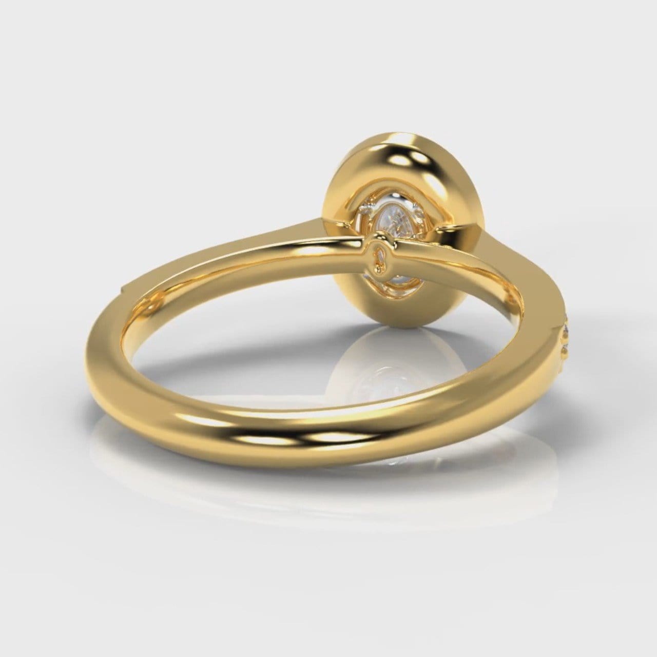 Pavé Oval Diamond Halo Engagement Ring - Yellow Gold
