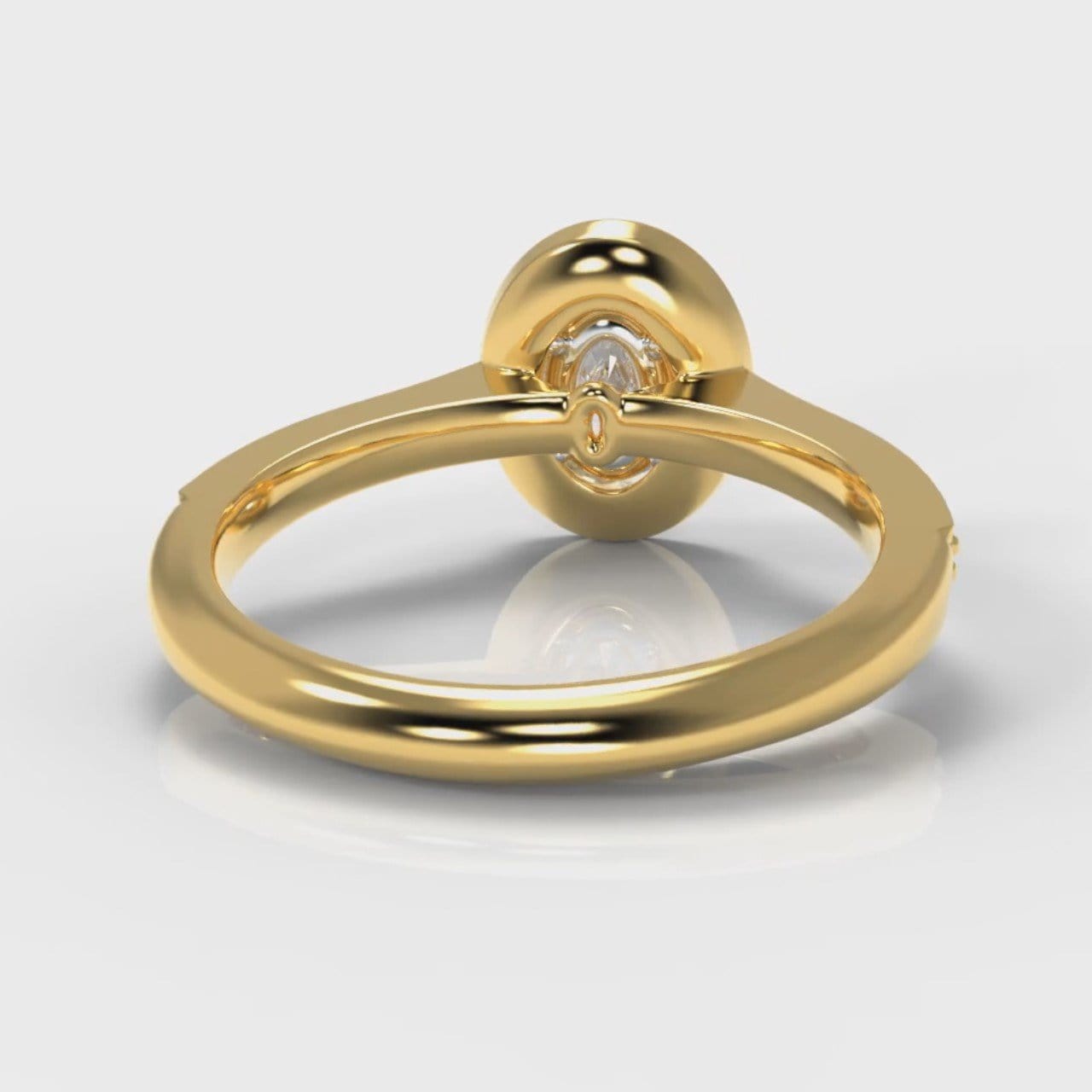 Pavé Oval Diamond Halo Engagement Ring - Yellow Gold