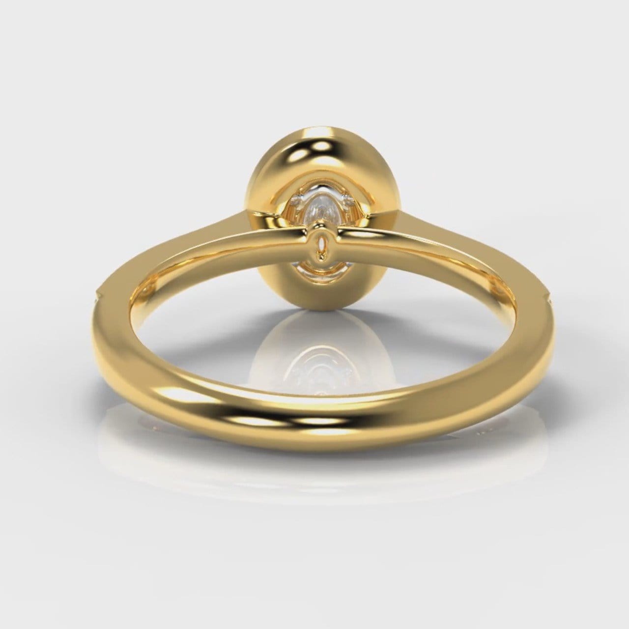 Pavé Oval Diamond Halo Engagement Ring - Yellow Gold