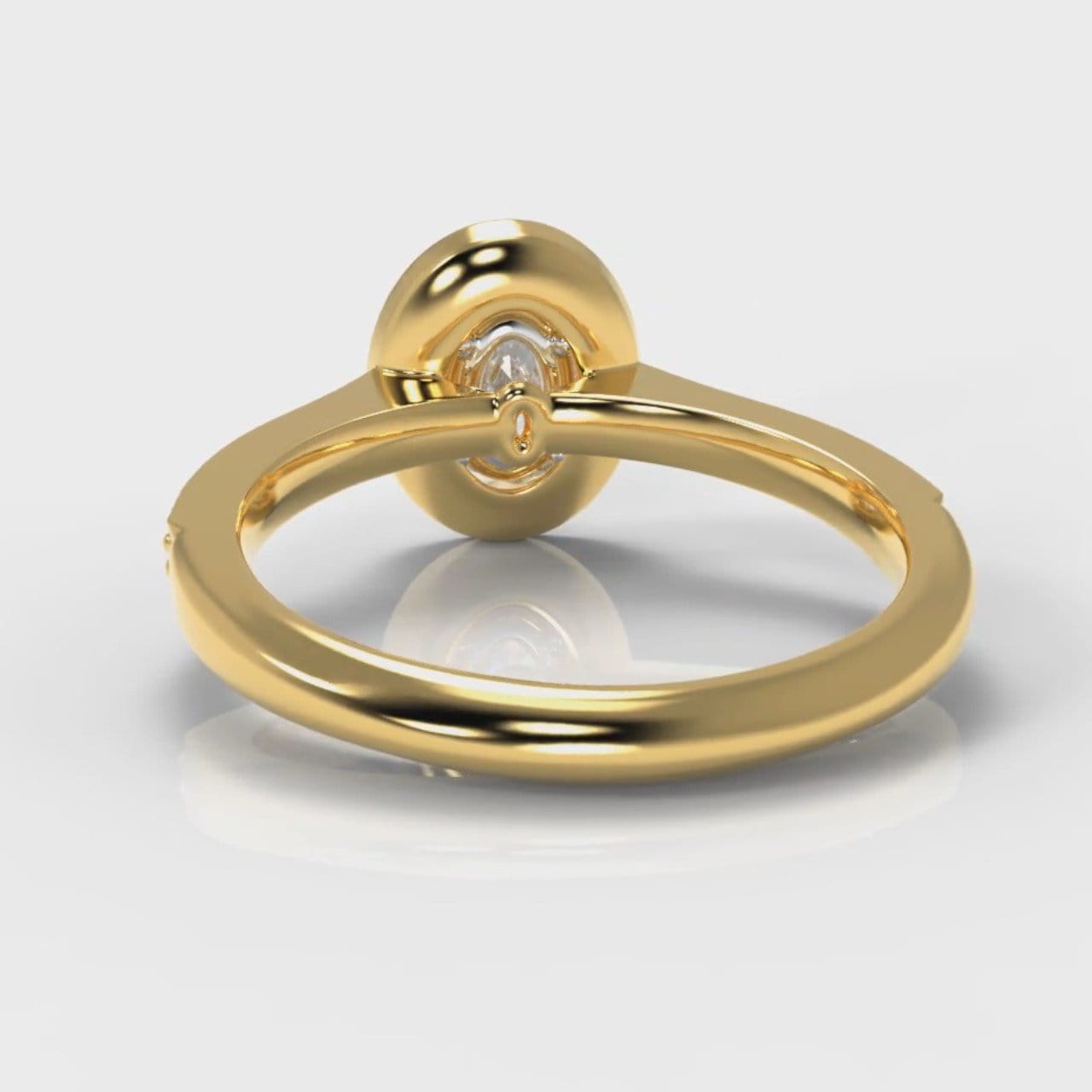 Pavé Oval Diamond Halo Engagement Ring - Yellow Gold