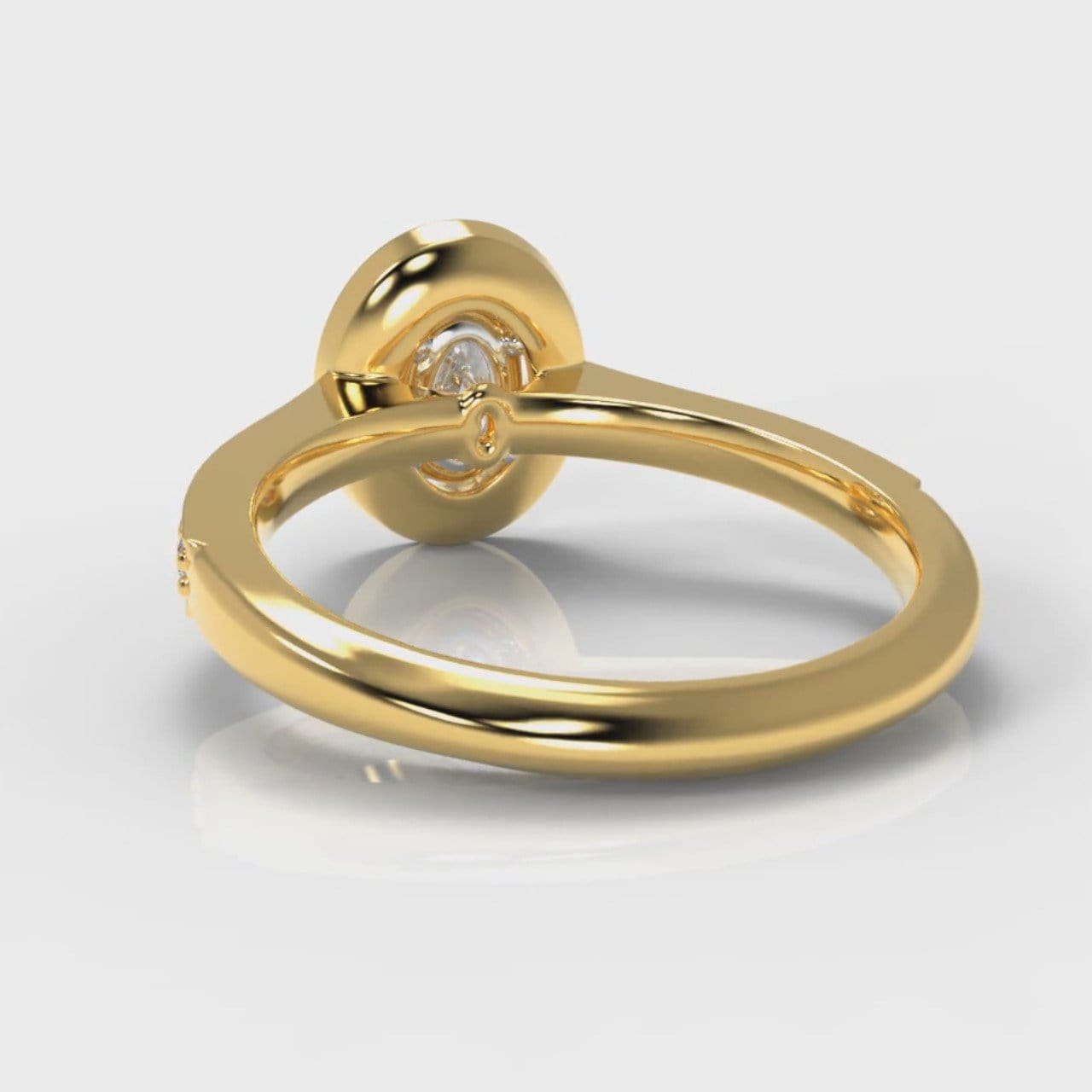 Pavé Oval Diamond Halo Engagement Ring - Yellow Gold
