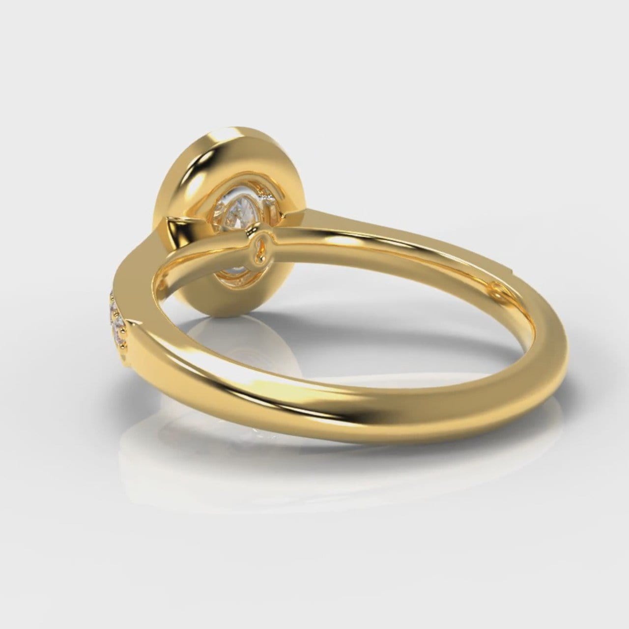 Pavé Oval Diamond Halo Engagement Ring - Yellow Gold
