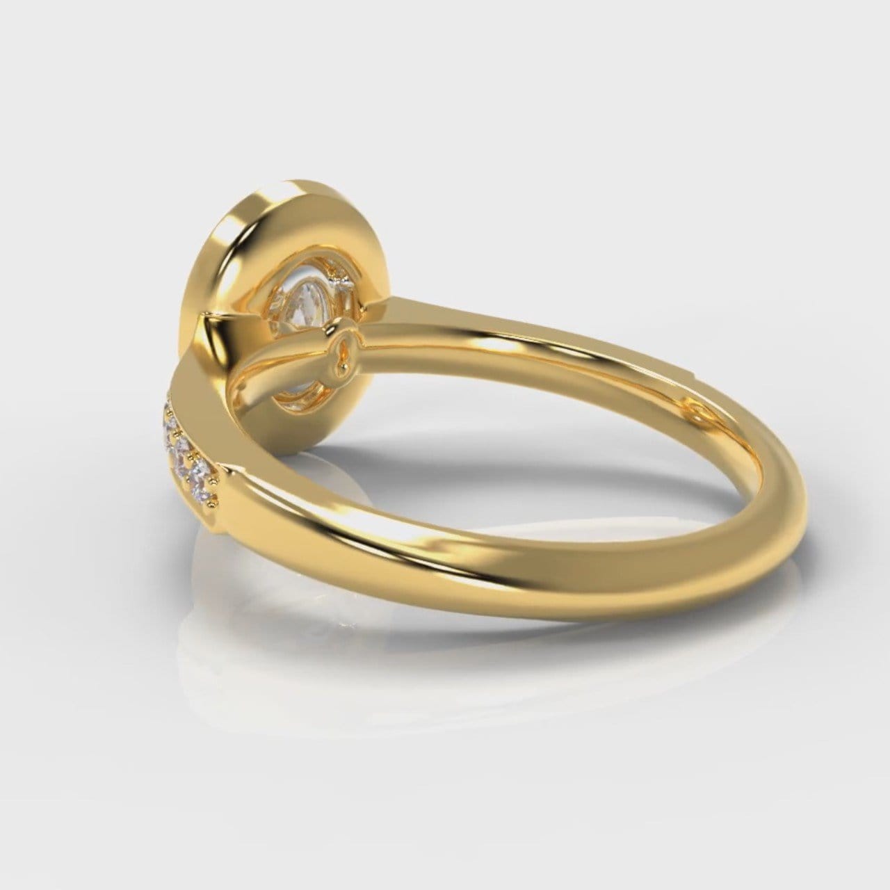 Pavé Oval Diamond Halo Engagement Ring - Yellow Gold