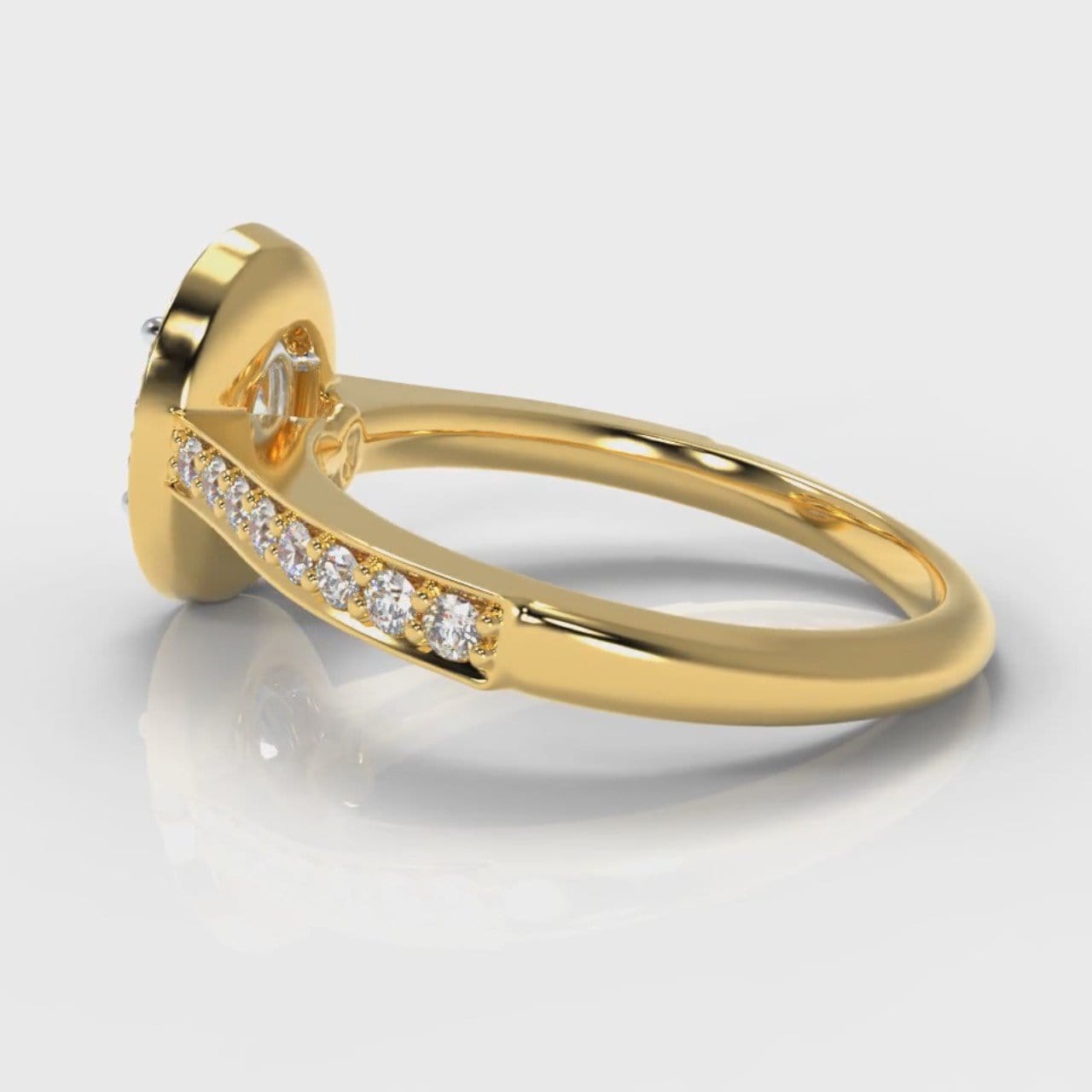 Pavé Oval Diamond Halo Engagement Ring - Yellow Gold